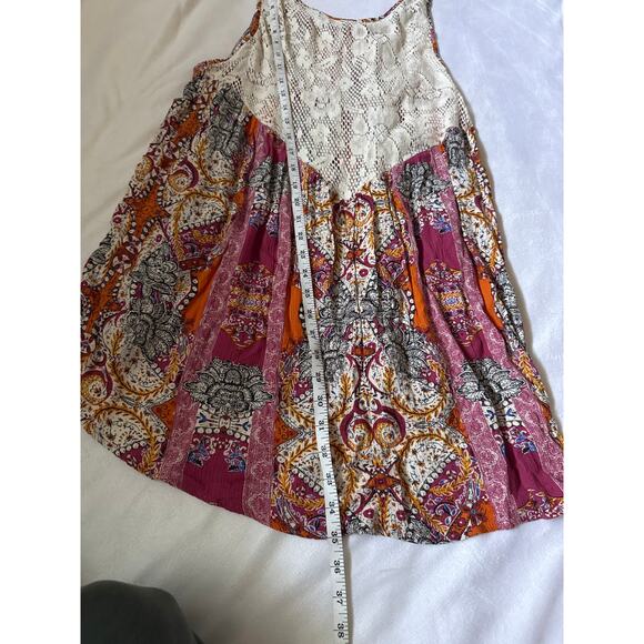 Free People Medium Count Me In Trapeze Mini Dress Tunic Top Floral Paisley Pink - Picture 6 of 6